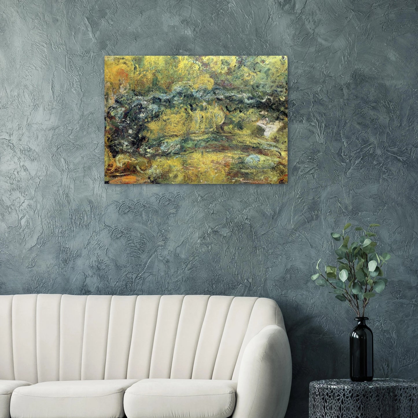 The Japanis Bridge Footbridge over the Water-Lily Pond - claude monet Brushed Aluminum Print - 70x100 cm / 28x40 inches | claude monet Aluminum Print | claude monet Prints