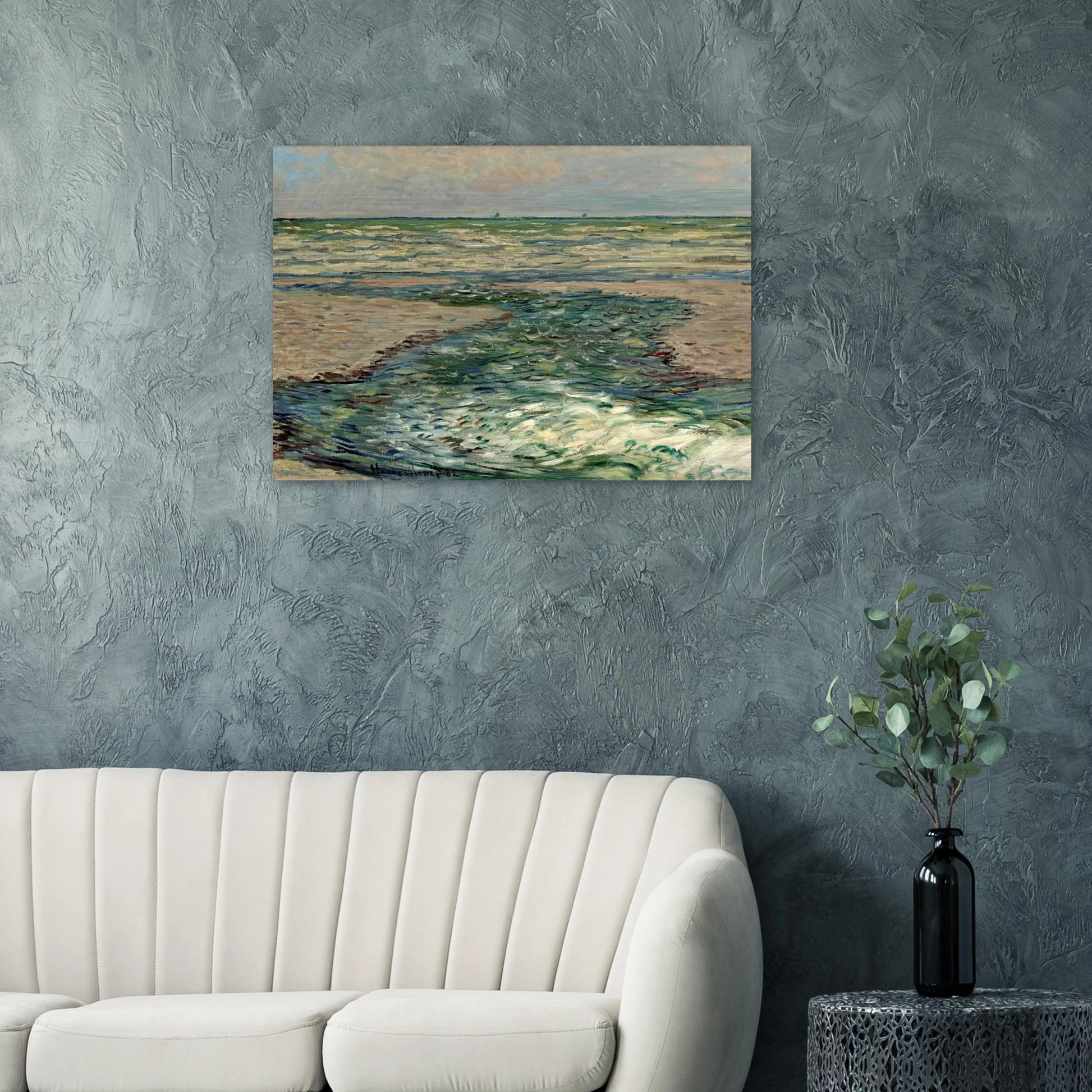 The Seacoast of Pourville, Low Tide - claude monet Brushed Aluminum Print - 70x100 cm / 28x40 inches | claude monet Aluminum Print | claude monet Prints