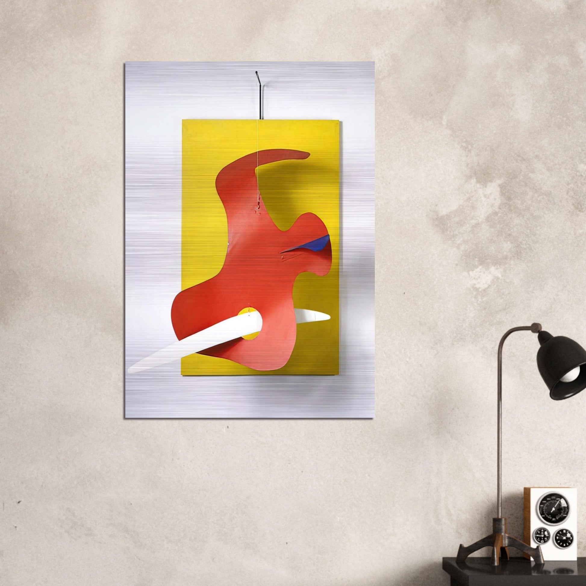 FORM AGAINST YELLOW YELLOW PANEL 1936 - Alexander Calder Brushed Aluminum Print - 70x100 cm / 28x40 inches | Alexander Calder Aluminum Print | Alexander Calder Prints