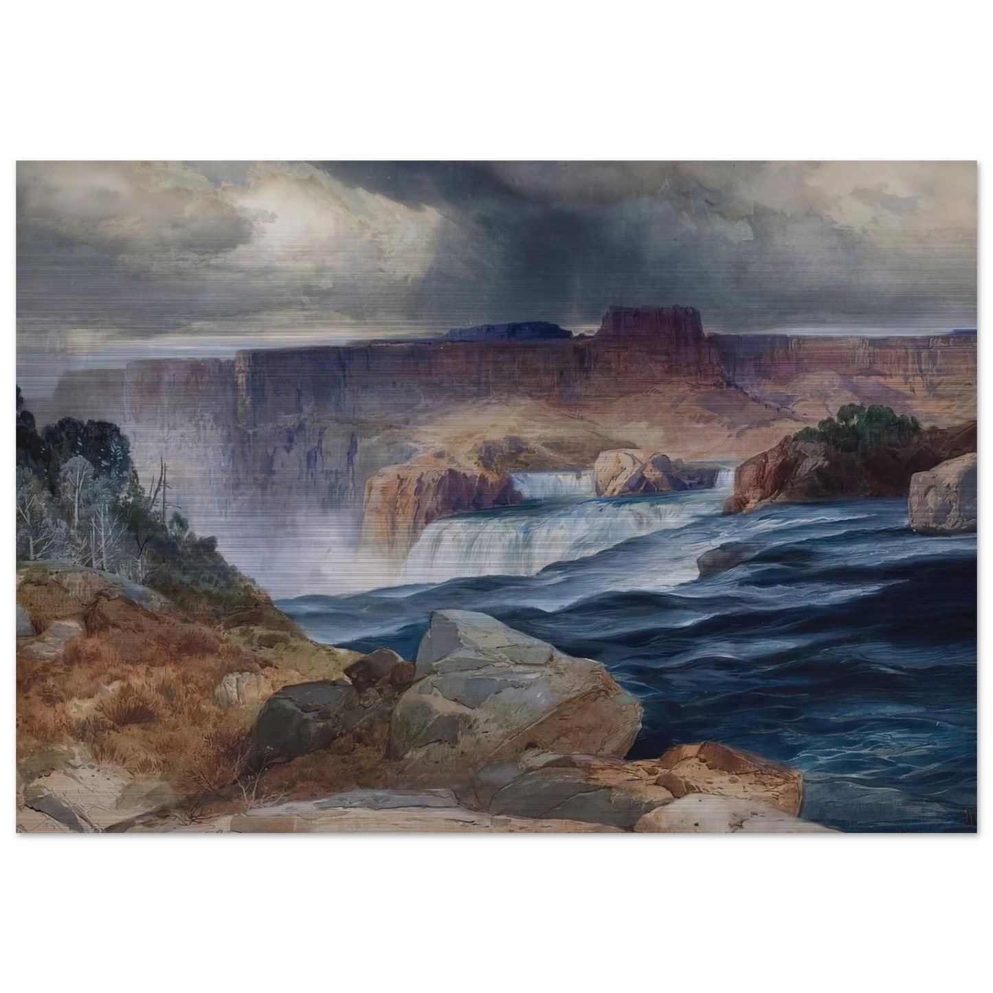 Shoshone Falls, Snake River, Idaho - Thomas Moran Brushed Aluminum Print - 70x100 cm / 28x40 inches | Thomas Moran Aluminum Print | Thomas Moran Prints