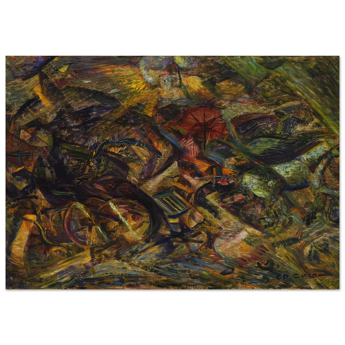 JOLTS OF A CAB 1911 - Carlo Carra Brushed Aluminum Print - 70x100 cm / 28x40 inches | Carlo Carra Aluminum Print | Carlo Carra Prints