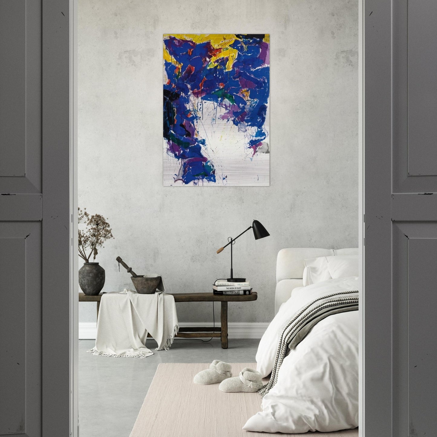 Violet Yellow and White - Sam Francis Brushed Aluminum Print - 70x100 cm / 28x40 inches | Sam Francis Aluminum Print | Sam Francis Prints