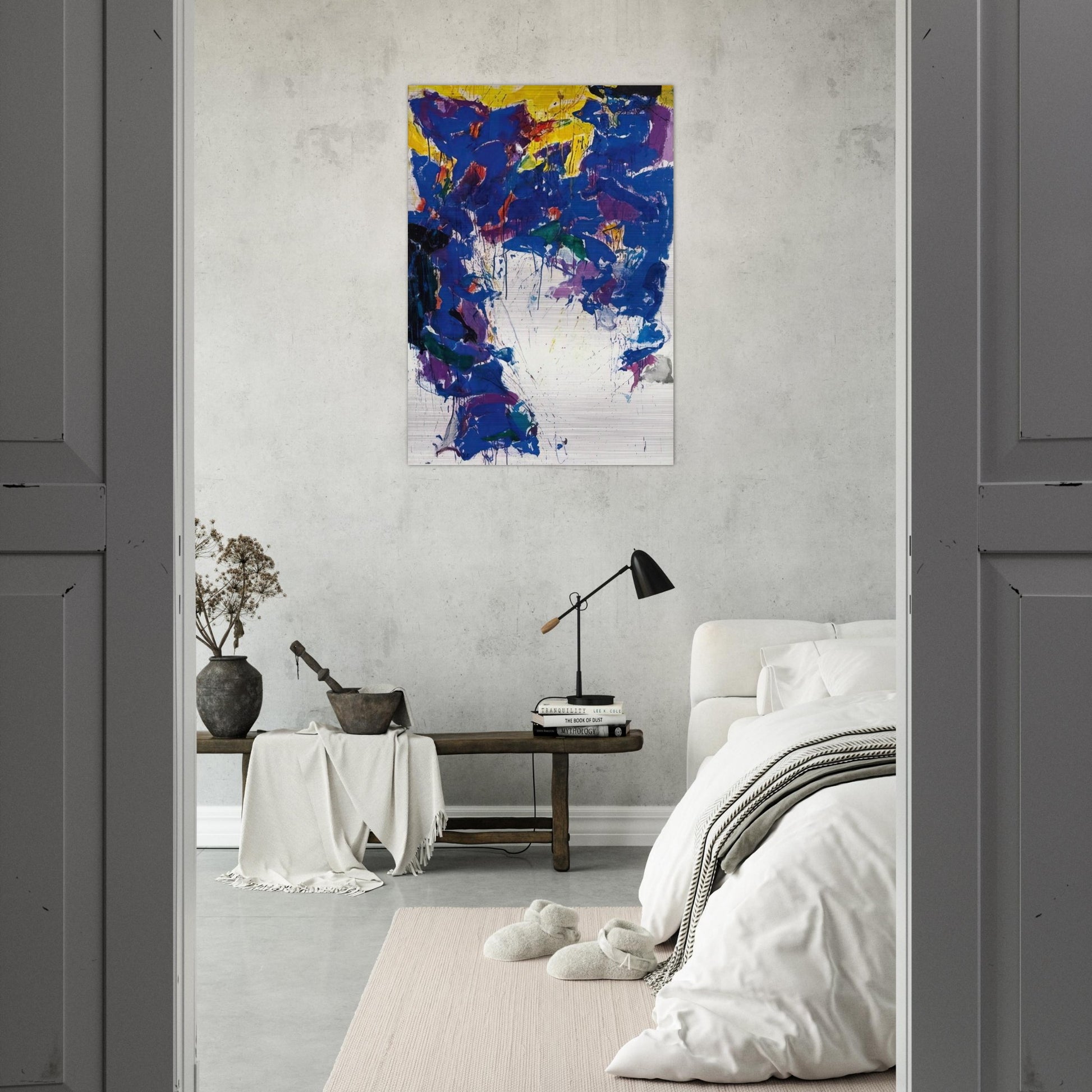 Violet Yellow and White - Sam Francis Brushed Aluminum Print - 70x100 cm / 28x40 inches | Sam Francis Aluminum Print | Sam Francis Prints