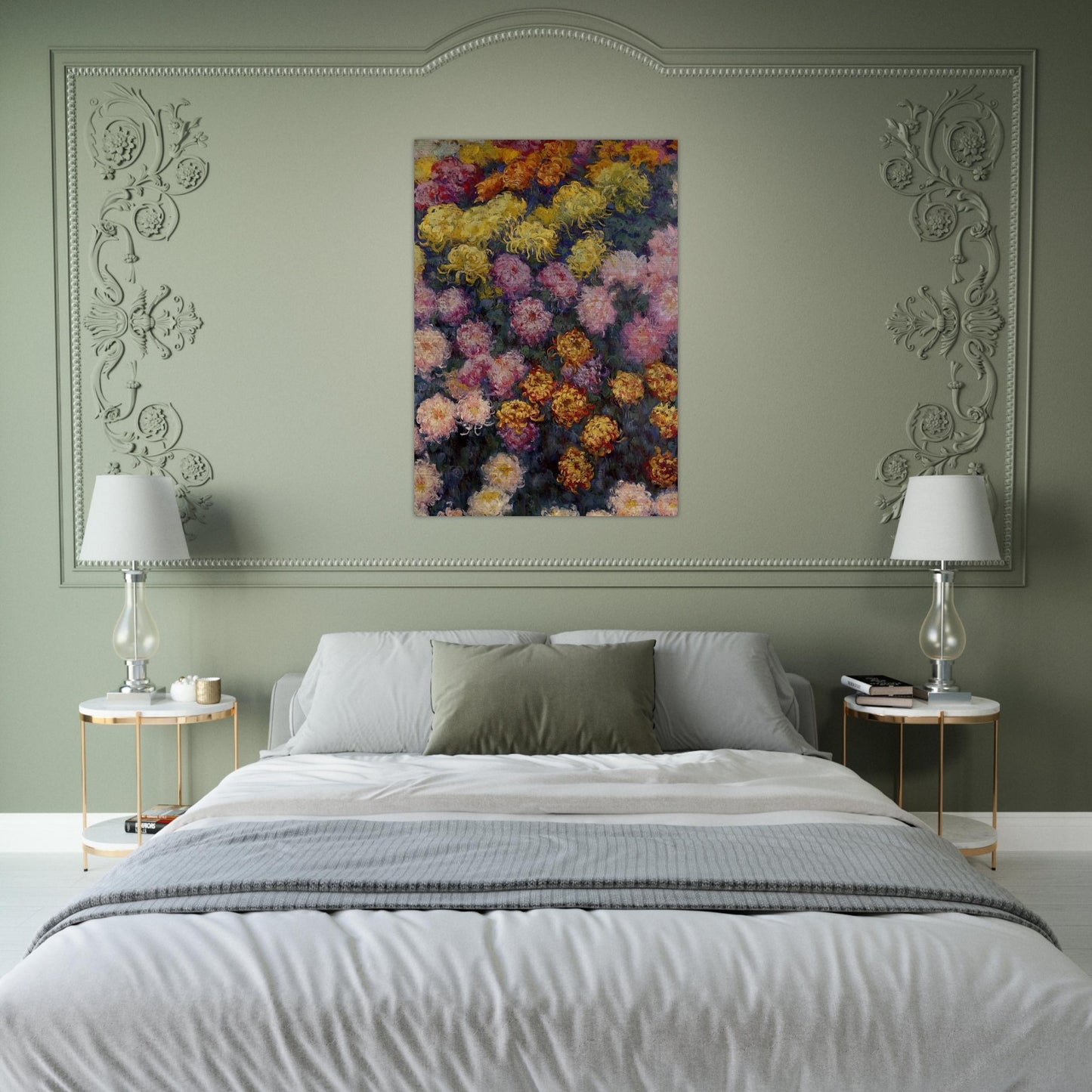 Bed of Chrysanthemums - claude monet Brushed Aluminum Print - 70x100 cm / 28x40 inches | claude monet Aluminum Print | claude monet Prints