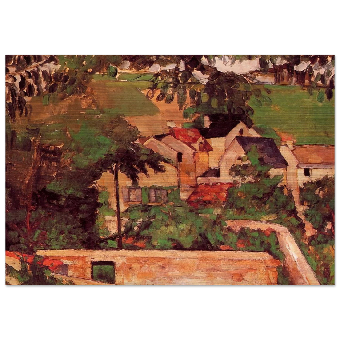 Etude - Paysage a Auvers - Paul Cézanne Brushed Aluminum Print - 70x100 cm / 28x40 inches | Paul Cézanne Aluminum Print | Paul Cézanne Prints