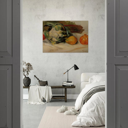 Cauliflower and Pomegranates - Pierre-Auguste Renoir Brushed Aluminum Print - 70x100 cm / 28x40 inches | Pierre-Auguste Renoir Aluminum Print | Pierre-Auguste Renoir Prints