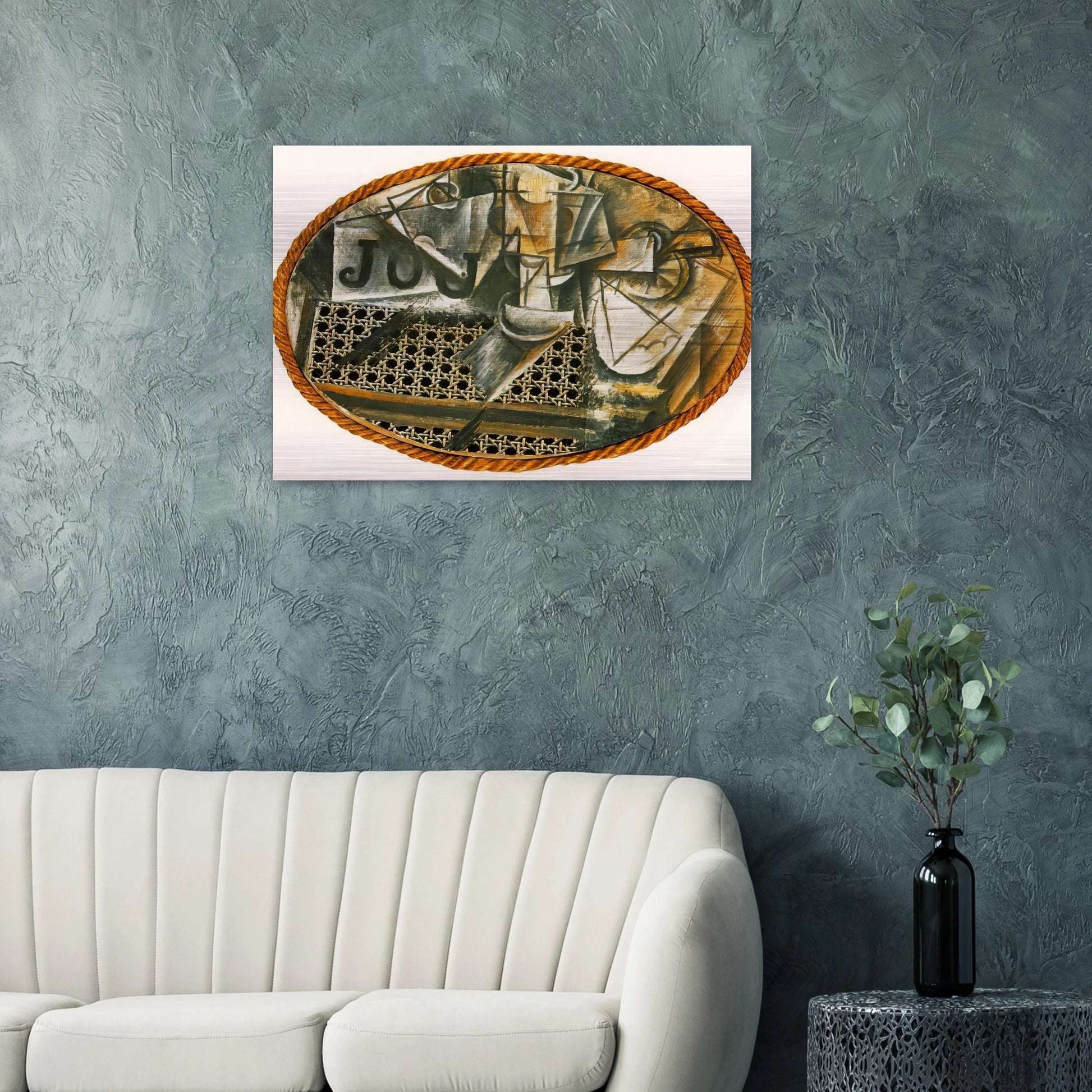 Still Life with Caned Chair - Pablo Picasso Brushed Aluminum Print - 70x100 cm / 28x40 inches | Pablo Picasso Aluminum Print | Pablo Picasso Prints