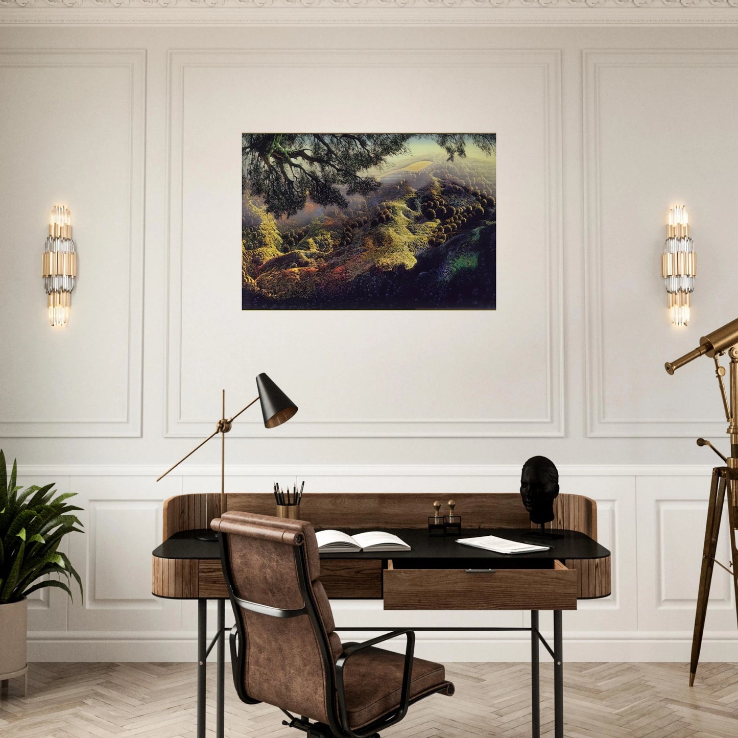 Paradise - Eyvind Earle Brushed Aluminum Print - 70x100 cm / 28x40 inches | Eyvind Earle Aluminum Print | Eyvind Earle Prints