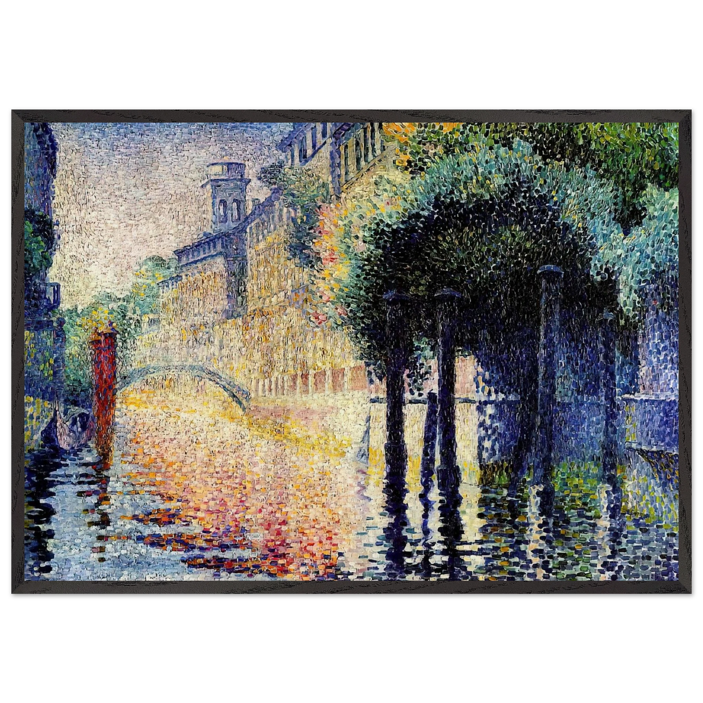 Rio San Trovaso Venice - Henri-Edmond Cross 70x100 cm / 28x40 inches Framed Art Print – Black Wooden Frame
