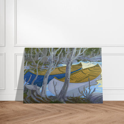 Two Canoes - Contemporary Realism - Neil Welliver Brushed Aluminum Print - 70x100 cm / 28x40 inches | Neil Welliver Aluminum Print | Neil Welliver Prints