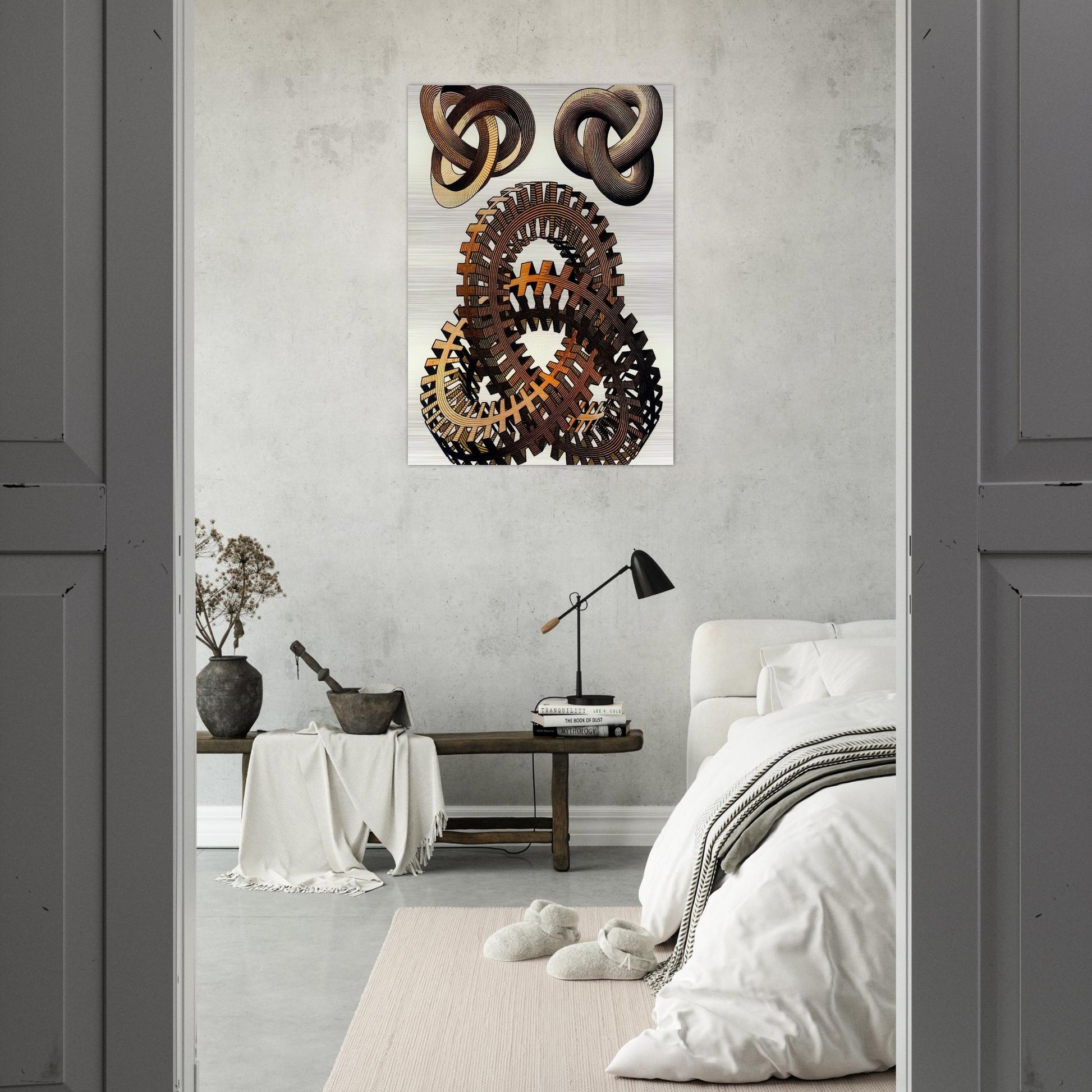 KNOTS COLOUR - MC Escher Brushed Aluminum Print - 70x100 cm / 28x40 inches | MC Escher Aluminum Print | MC Escher Prints