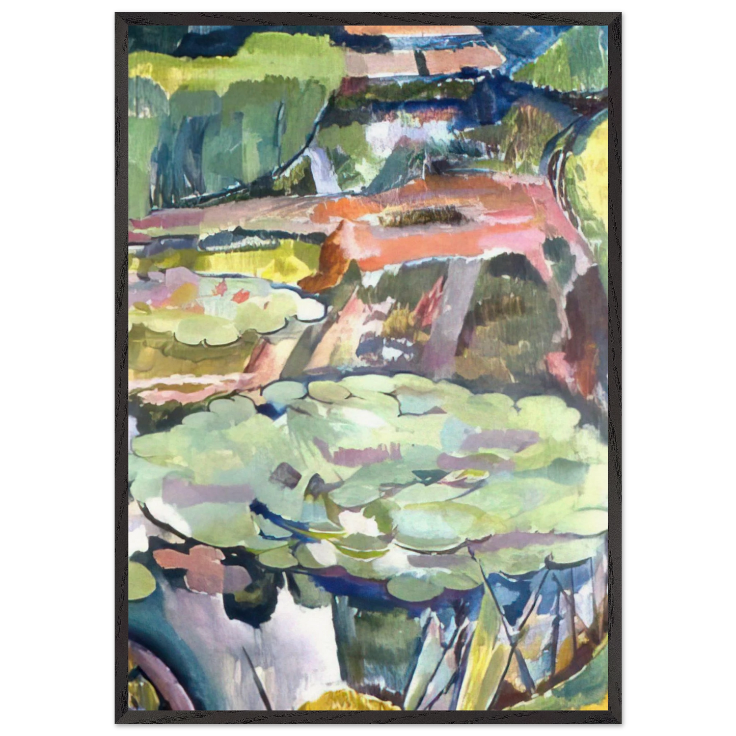 LANDSCAPE WITH A POND AND WATER LILIES 1915 - Vanessa Bell 70x100 cm / 28x40 inches Framed Art Print – Black Wooden Frame