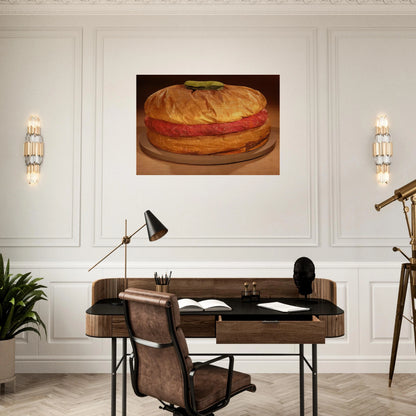 FLOOR BURGER GIANT HAMBURGER 1962 - Claes Oldenburg Brushed Aluminum Print - 70x100 cm / 28x40 inches | Claes Oldenburg Aluminum Print | Claes Oldenburg Prints