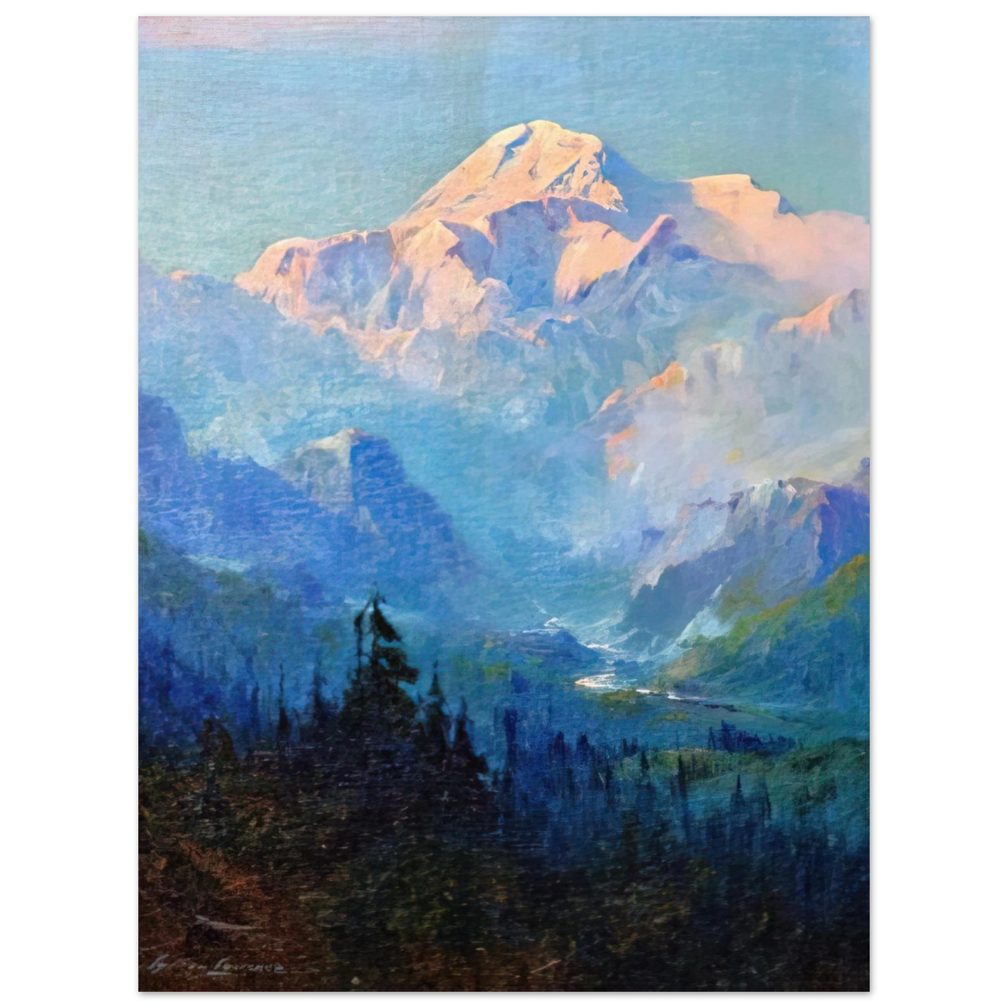 Sydney Laurence - Mount McKinley, Sunset - Romanticism  75x100 cm / 30x40inches Fine Art Poster