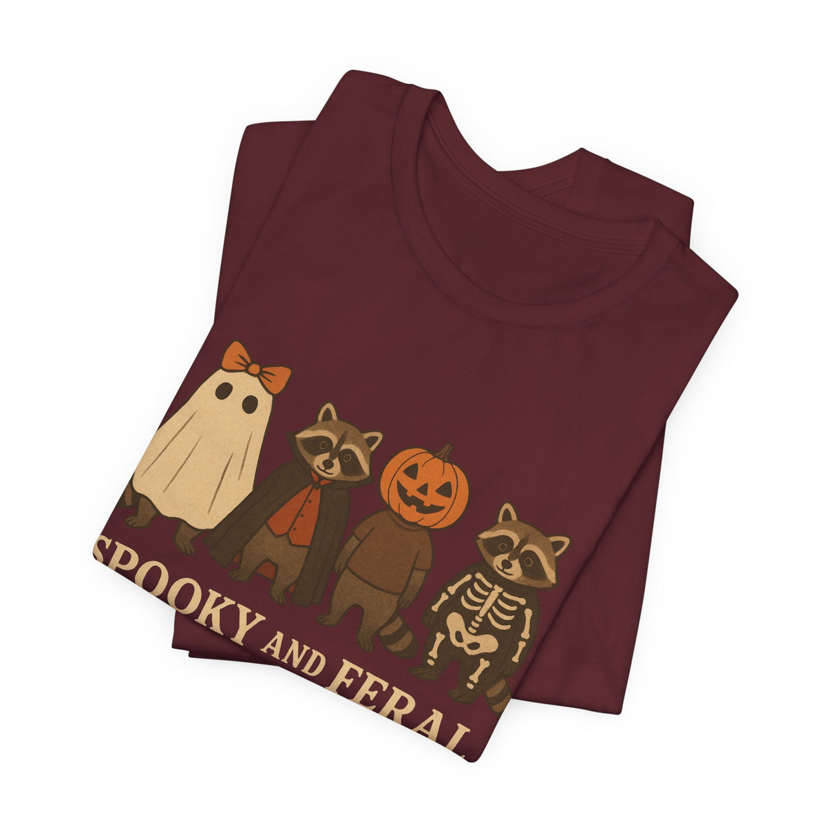 Gruseliges Waschbär-Shirt, lustiges Halloween-T-Shirt mit Grafik, süßes Vintage-Herbst-T-Shirt, trendiges Damen-Halloween-Shirt, T-Shirt mit wildem Waschbär-Motiv
