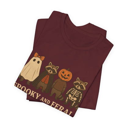 Gruseliges Waschbär-Shirt, lustiges Halloween-T-Shirt mit Grafik, süßes Vintage-Herbst-T-Shirt, trendiges Damen-Halloween-Shirt, T-Shirt mit wildem Waschbär-Motiv