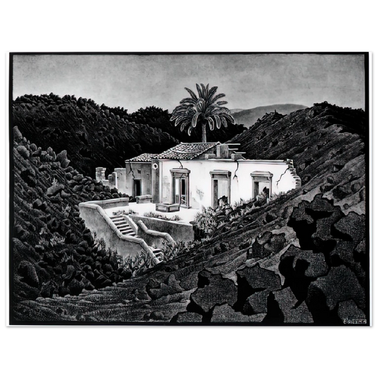 MC Escher - HOUSE IN THE LAVA NEAR NUNZIATA Wall Art - 21x29.7 cm / 8x12" - Fine Art Poster-canvas - -