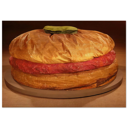 FLOOR BURGER GIANT HAMBURGER 1962 - Claes Oldenburg Brushed Aluminum Print - 70x100 cm / 28x40 inches | Claes Oldenburg Aluminum Print | Claes Oldenburg Prints