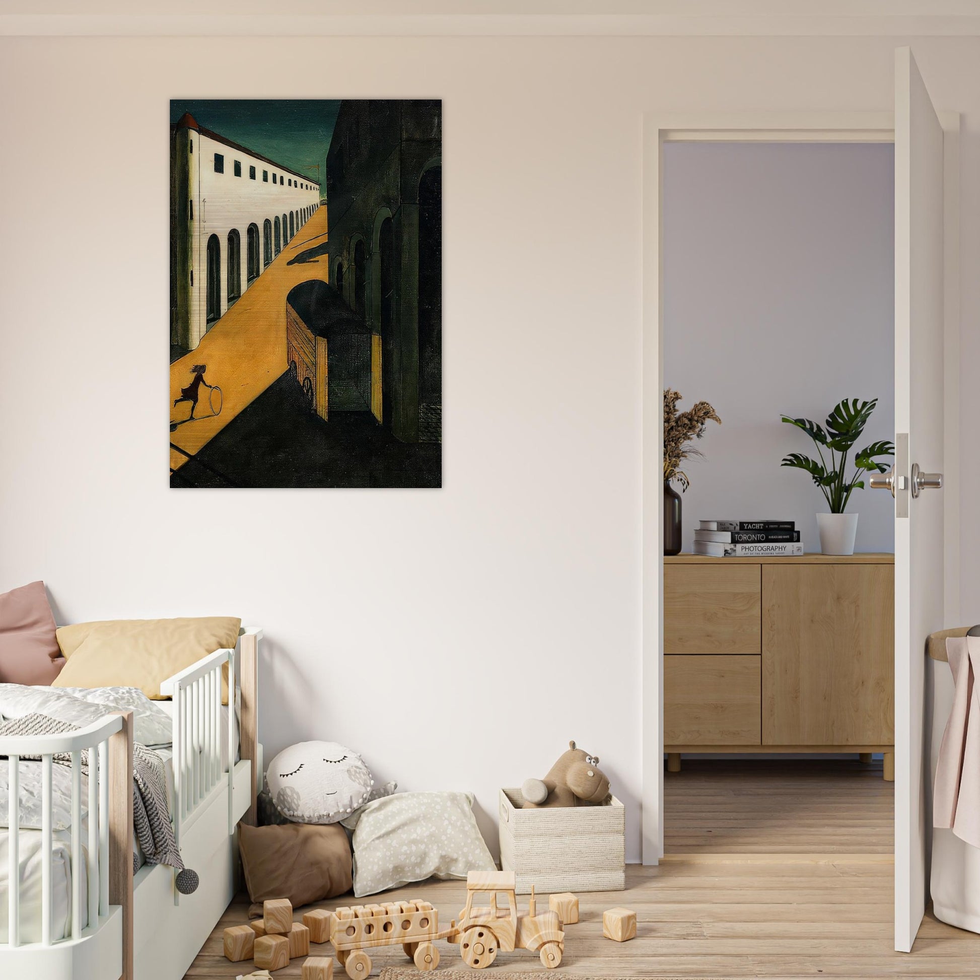 MYSTERY AND MELANCHOLY OF A STREET 1914 - Giorgio de Chirico Brushed Aluminum Print - 70x100 cm / 28x40 inches | Giorgio de Chirico Aluminum Print | Giorgio de Chirico Prints
