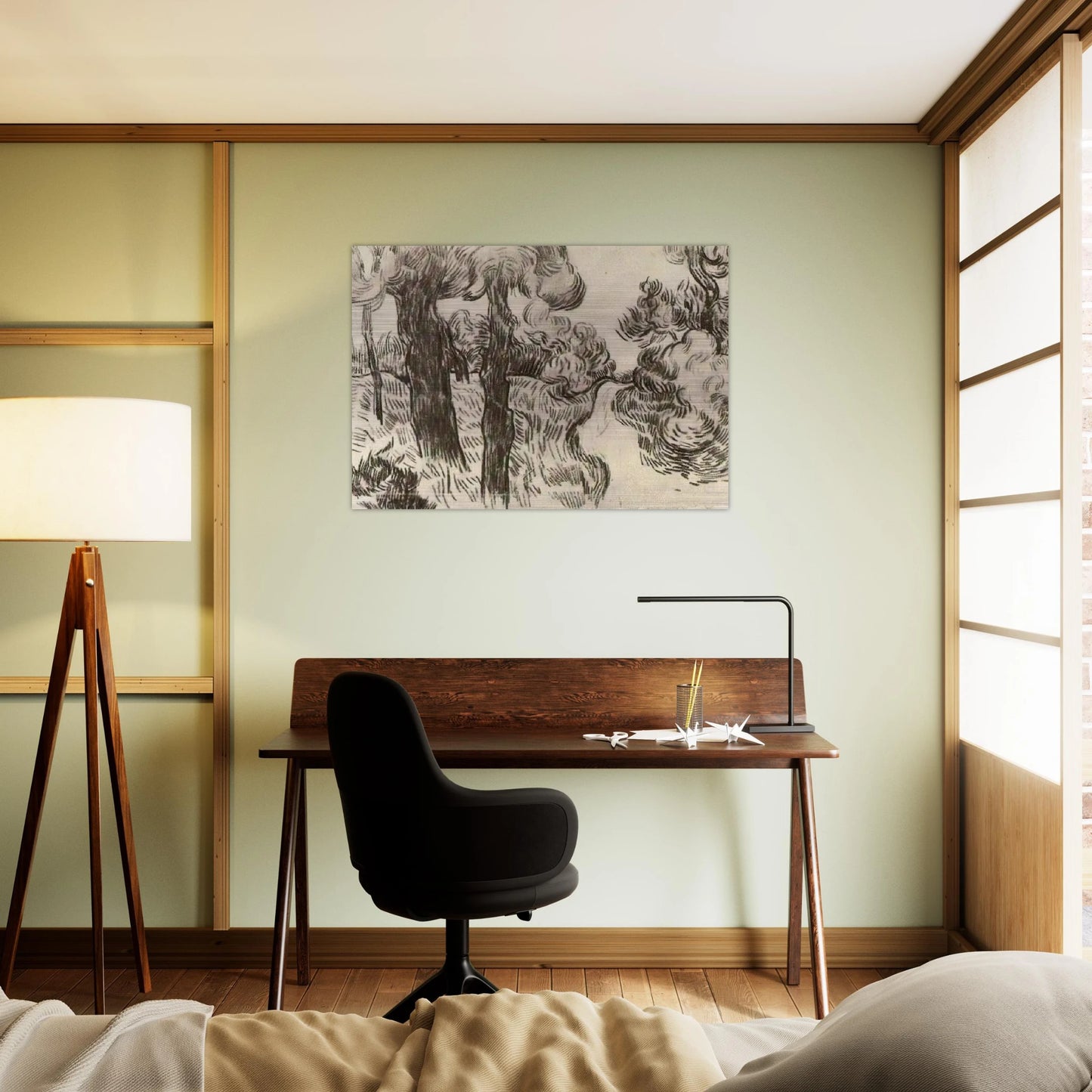 Path between Pine Trees - Vincent van Gogh Brushed Aluminum Print - 70x100 cm / 28x40 inches | Vincent van Gogh Aluminum Print | Vincent van Gogh Prints