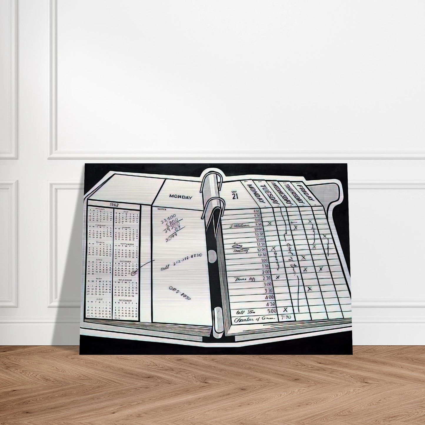DESK CALENDAR 1962 - Roy Lichtenstein Brushed Aluminum Print - 70x100 cm / 28x40 inches | Roy Lichtenstein Aluminum Print | Roy Lichtenstein Prints