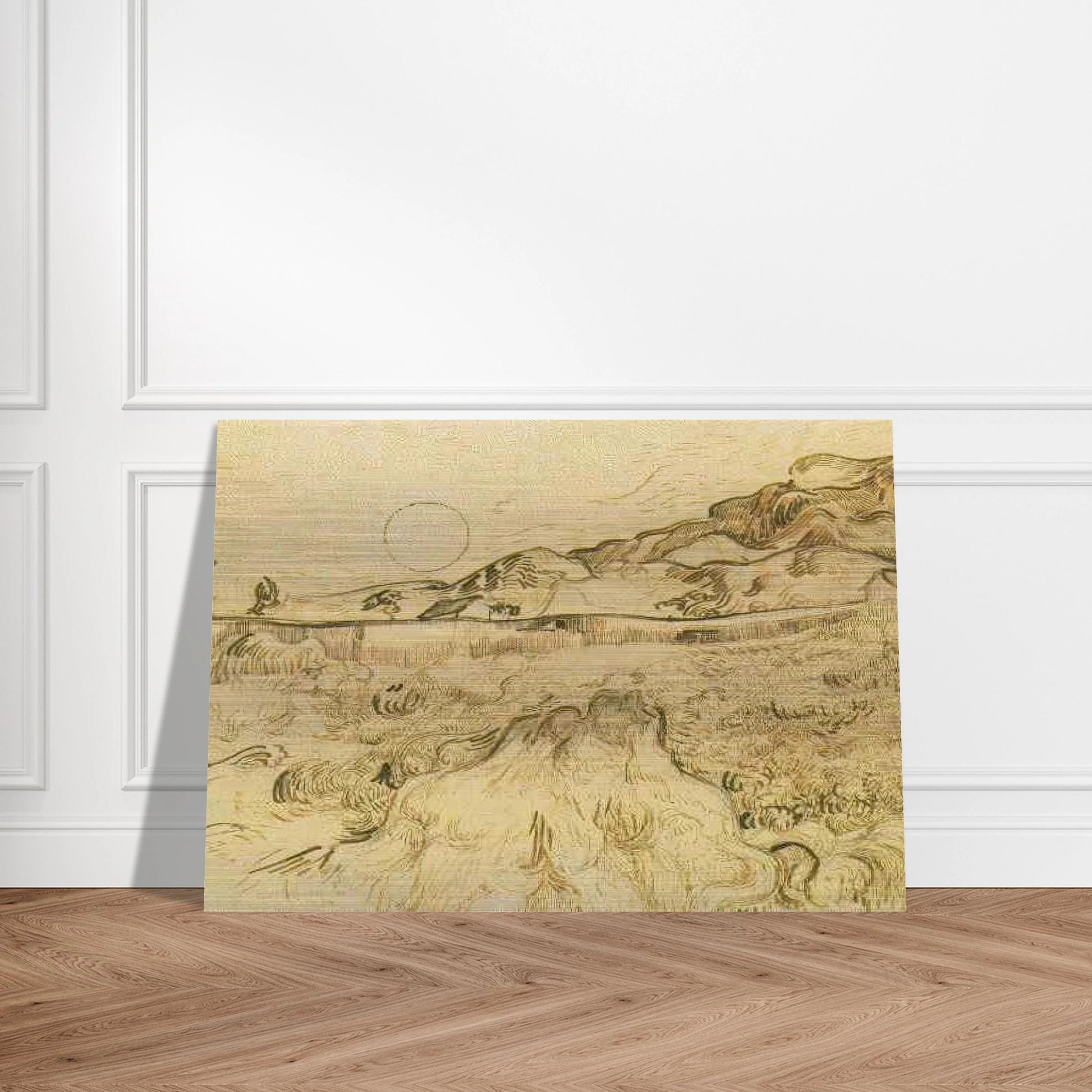 Enclosed Wheat Field with Reaper - Vincent van Gogh Brushed Aluminum Print - 70x100 cm / 28x40 inches | Vincent van Gogh Aluminum Print | Vincent van Gogh Prints