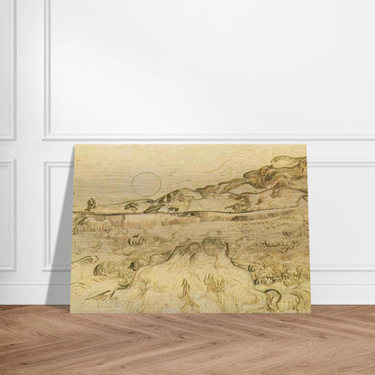 Enclosed Wheat Field with Reaper - Vincent van Gogh Brushed Aluminum Print - 70x100 cm / 28x40 inches | Vincent van Gogh Aluminum Print | Vincent van Gogh Prints
