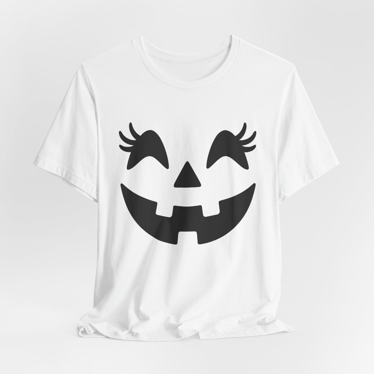 Jack O'Lantern Gesicht Kürbis Wimpern Halloween Damen Mädchen T-Shirt