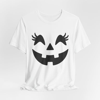 Jack O'Lantern Gesicht Kürbis Wimpern Halloween Damen Mädchen T-Shirt