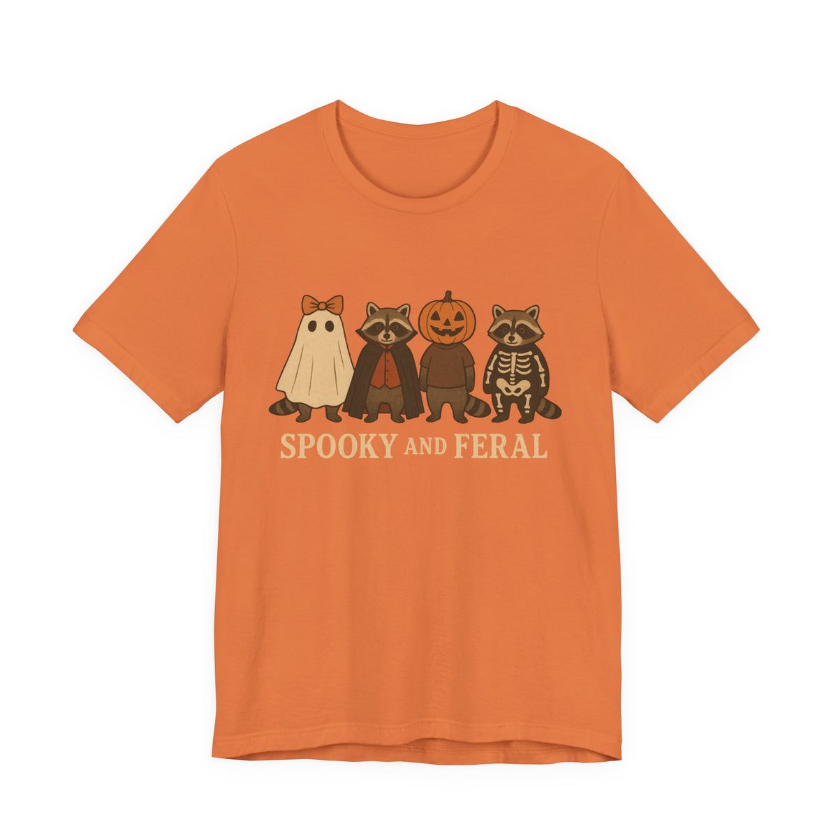 Gruseliges Waschbär-Shirt, lustiges Halloween-T-Shirt mit Grafik, süßes Vintage-Herbst-T-Shirt, trendiges Damen-Halloween-Shirt, T-Shirt mit wildem Waschbär-Motiv