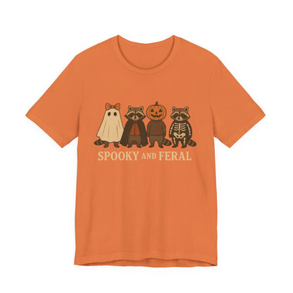 Gruseliges Waschbär-Shirt, lustiges Halloween-T-Shirt mit Grafik, süßes Vintage-Herbst-T-Shirt, trendiges Damen-Halloween-Shirt, T-Shirt mit wildem Waschbär-Motiv