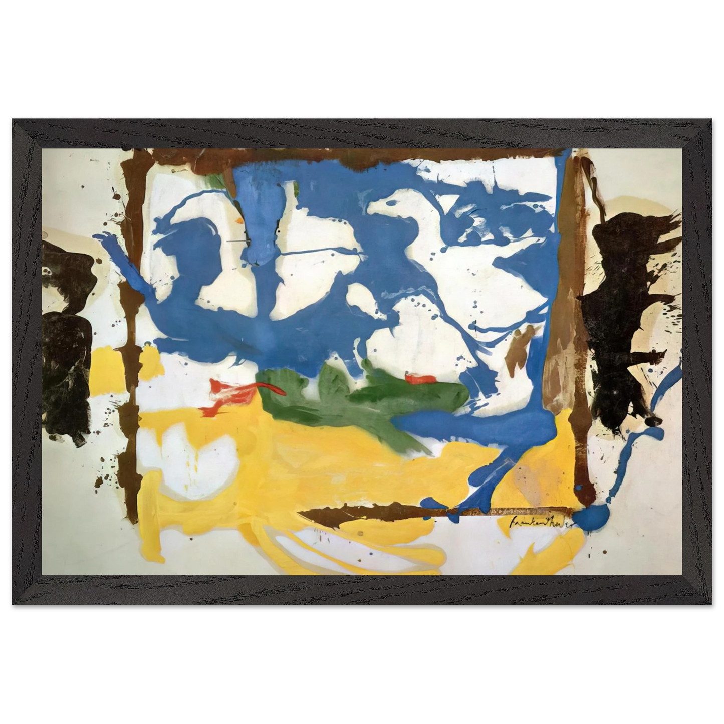 Helen Frankenthaler - Swan Lake #2 - 1961 Wall art - 21x29.7 cm / 8x12" - Premium Wooden Framed Poster With Fine Art Paper-canvas - Wood frame