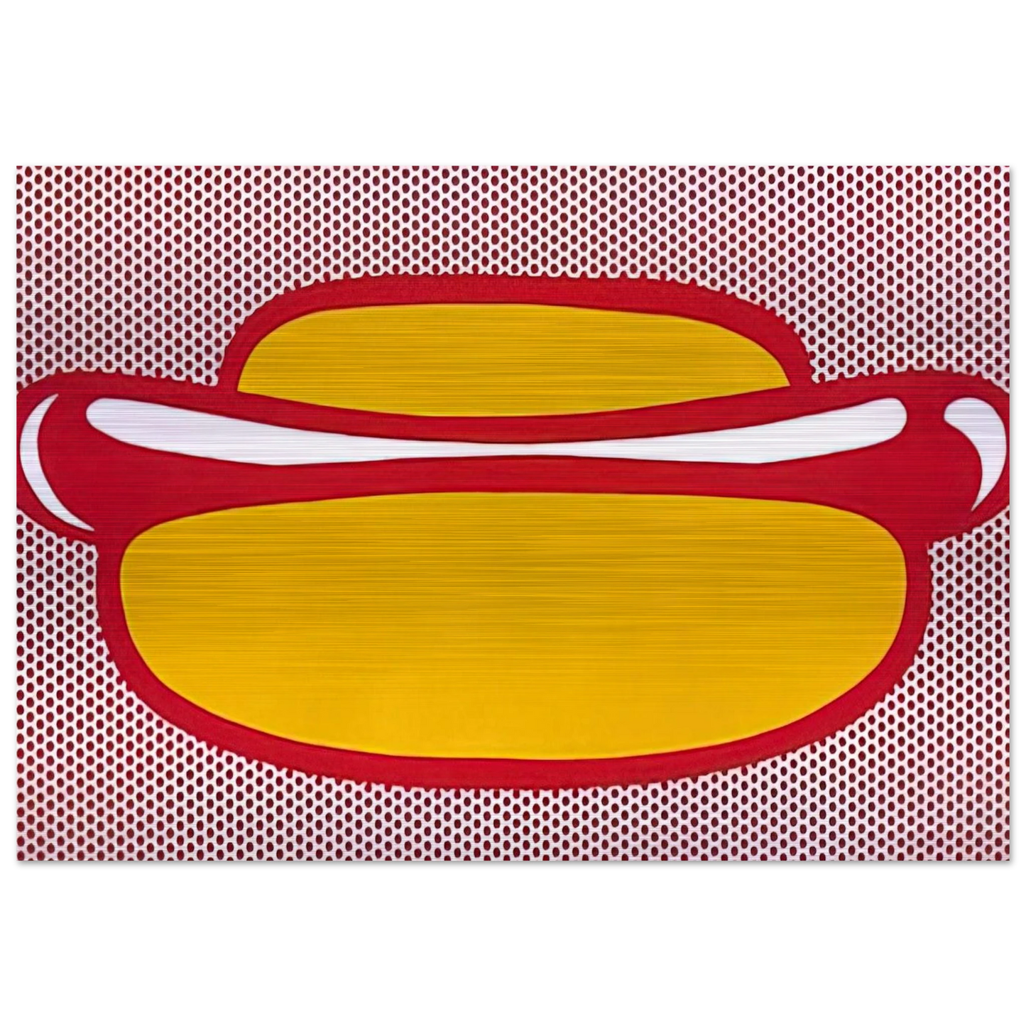 HOT DOG 1964 - Roy Lichtenstein Brushed Aluminum Print - 70x100 cm / 28x40 inches | Roy Lichtenstein Aluminum Print | Roy Lichtenstein Prints