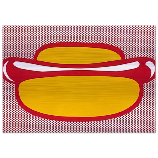 HOT DOG 1964 - Roy Lichtenstein Brushed Aluminum Print - 70x100 cm / 28x40 inches | Roy Lichtenstein Aluminum Print | Roy Lichtenstein Prints