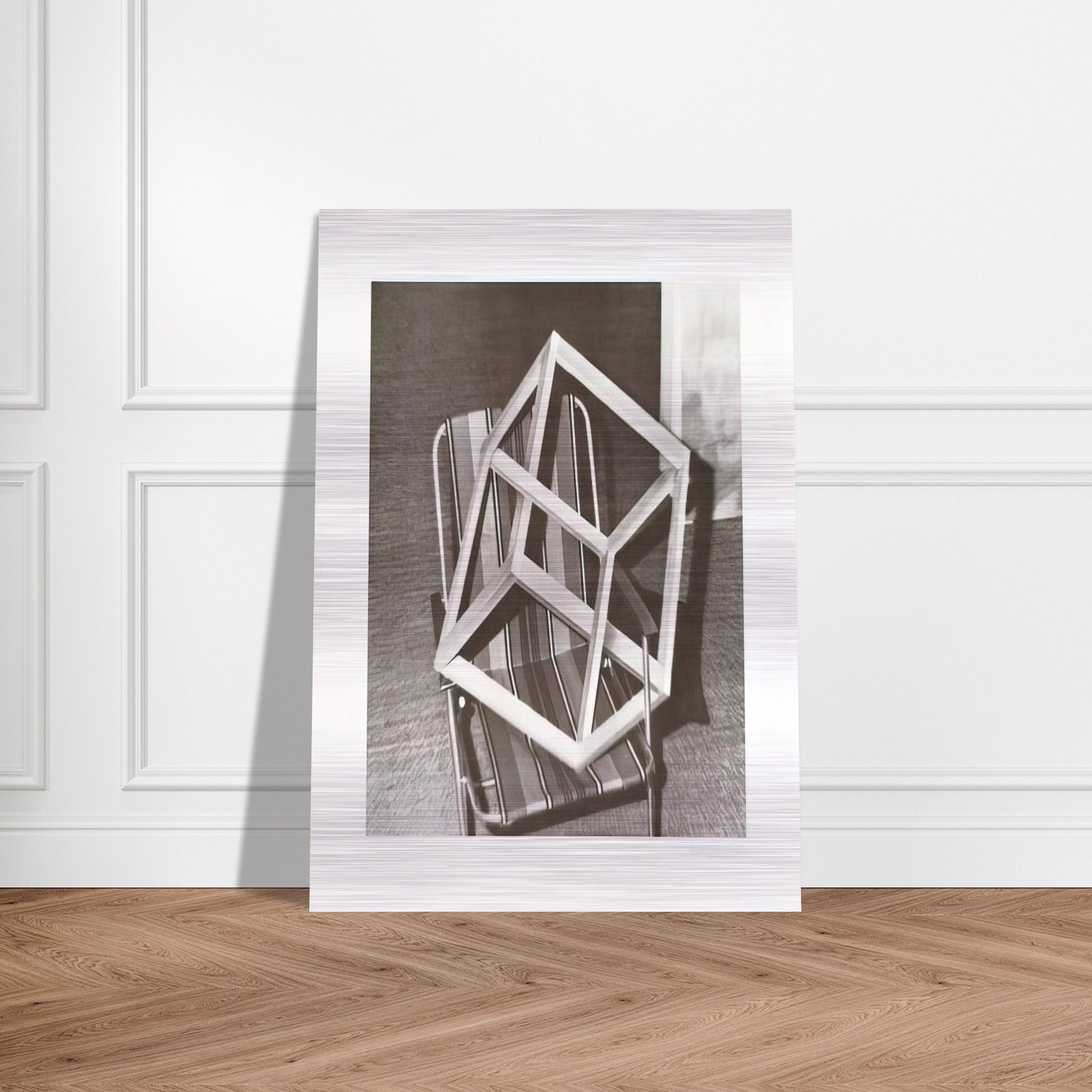 CUBE ON LAWNCHAIR - Gerhard Richter Brushed Aluminum Print - 70x100 cm / 28x40 inches | Gerhard Richter Aluminum Print | Gerhard Richter Prints