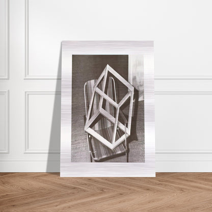 CUBE ON LAWNCHAIR - Gerhard Richter Brushed Aluminum Print - 70x100 cm / 28x40 inches | Gerhard Richter Aluminum Print | Gerhard Richter Prints