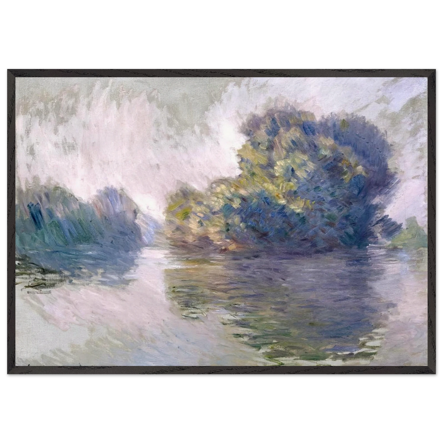 Islands at Port-Villez - claude monet 70x100 cm / 28x40 inches Framed Art Print – Black Wooden Frame