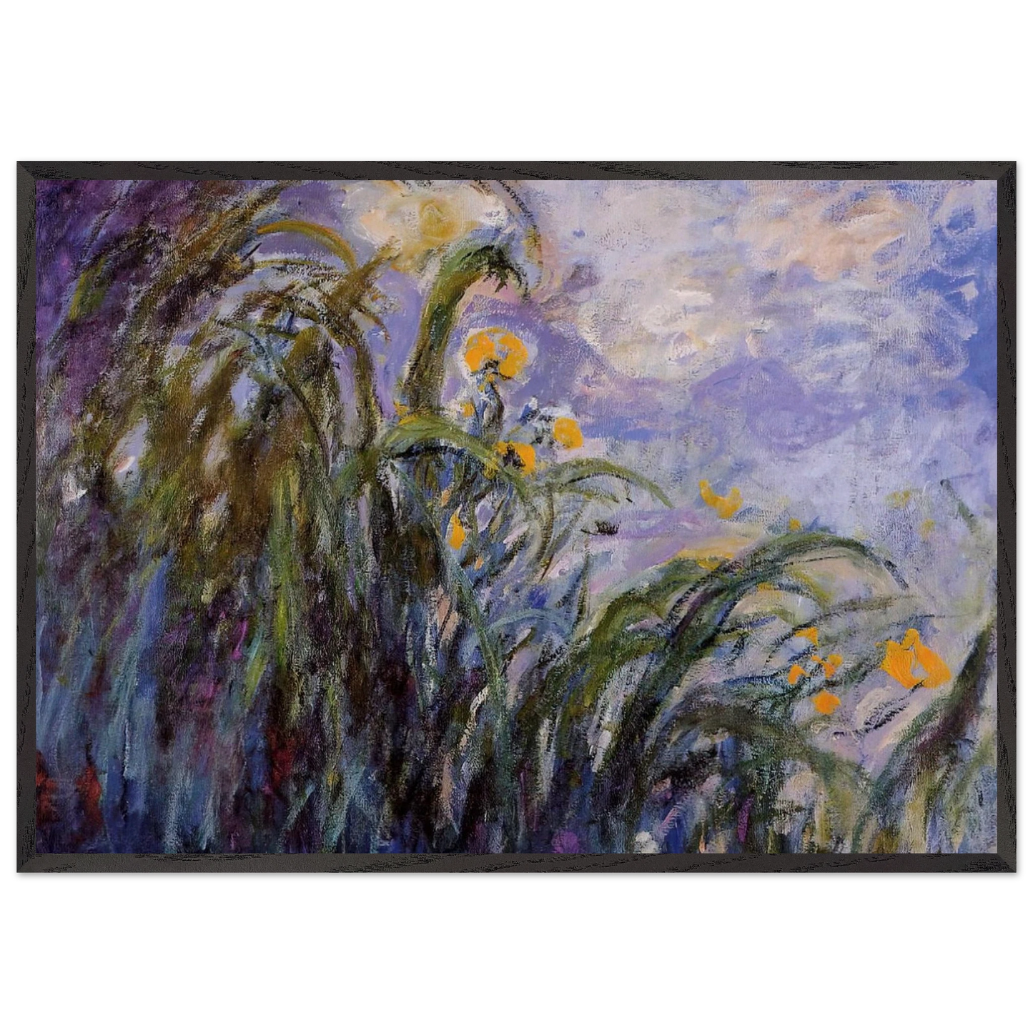Yellow Irises - claude monet 70x100 cm / 28x40 inches Framed Art Print – Black Wooden Frame