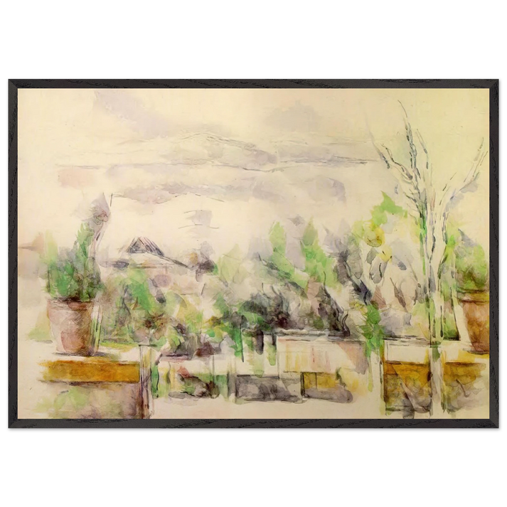 The Garden Terrace at Les Lauves - Paul Cezanne 70x100 cm / 28x40 inches Framed Art Print – Black Wooden Frame