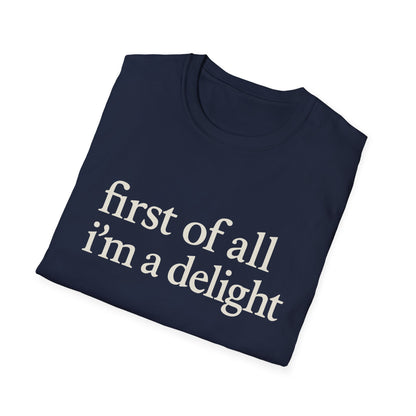 „Zuallererst bin ich eine Freude“-Shirt, lustiges T-Shirt mit Spruch für Frauen, freches T-Shirt mit witzigem Grafikdruck, Geschenkidee für die beste Freundin