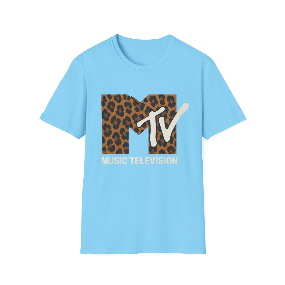 Vintage MTV T-Shirt mit Leopardenmuster, Retro-Musik- und Fernseh-Look der 80er und 90er Jahre, Unisex-Rock-Shirt mit Tiermotiv