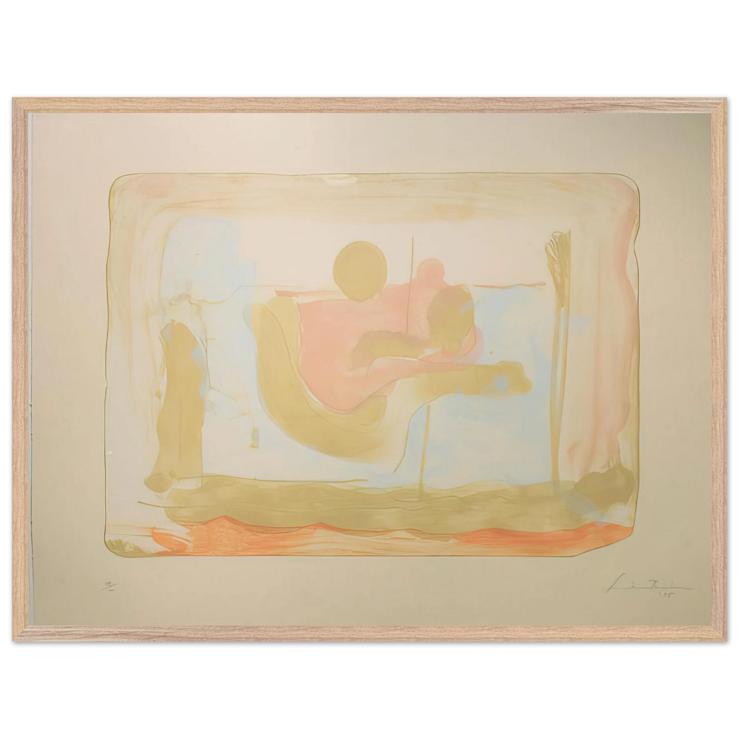 Helen Frankenthaler - Reflections I - 1995 Wall art - 15x20 cm / 6x8 inches - Premium Wooden Framed Poster With Fine Art Paper-canvas - Wood frame