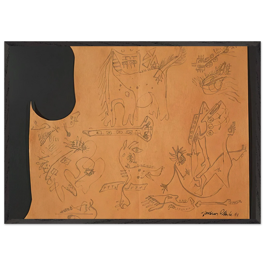 UNTITLED 4 N1 - Jackson Pollock 70x100 cm / 28x40 inches Framed Art Print – Black Wooden Frame