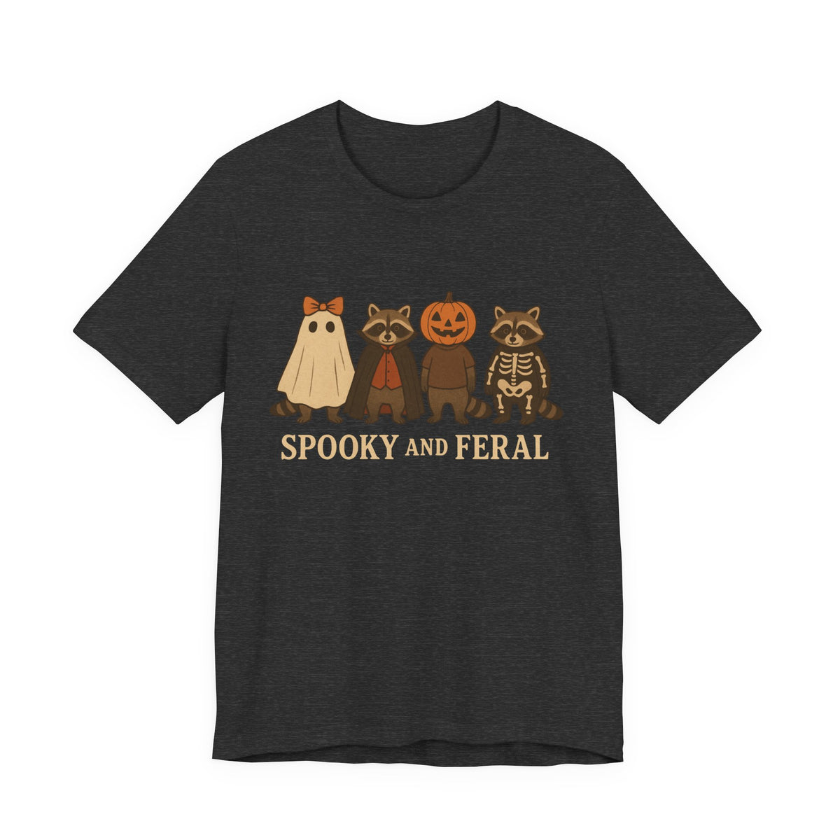 Gruseliges Waschbär-Shirt, lustiges Halloween-T-Shirt mit Grafik, süßes Vintage-Herbst-T-Shirt, trendiges Damen-Halloween-Shirt, T-Shirt mit wildem Waschbär-Motiv
