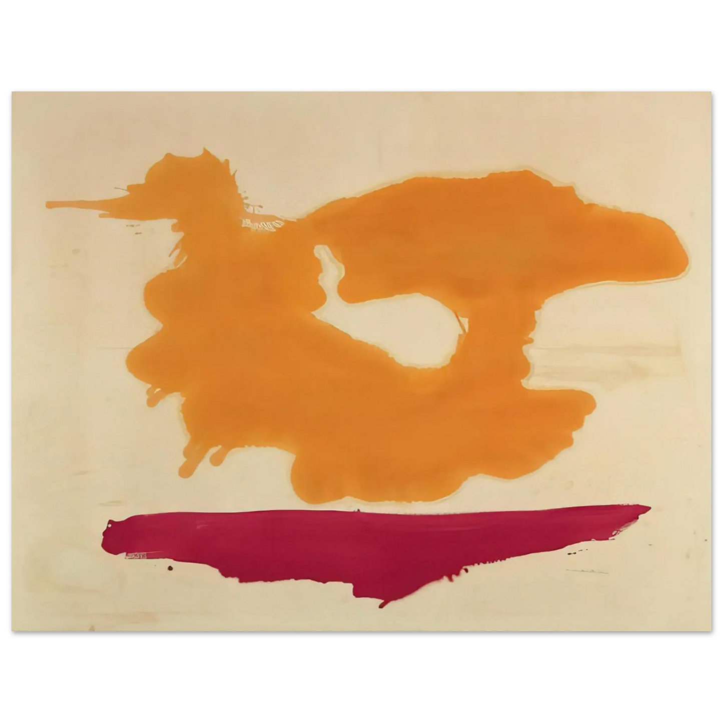 Helen Frankenthaler - Only Orange - 1963 Wall art - 45x60 cm / 18x24 Inches - Premium Wooden Framed Poster With Fine Art Paper - Black frame