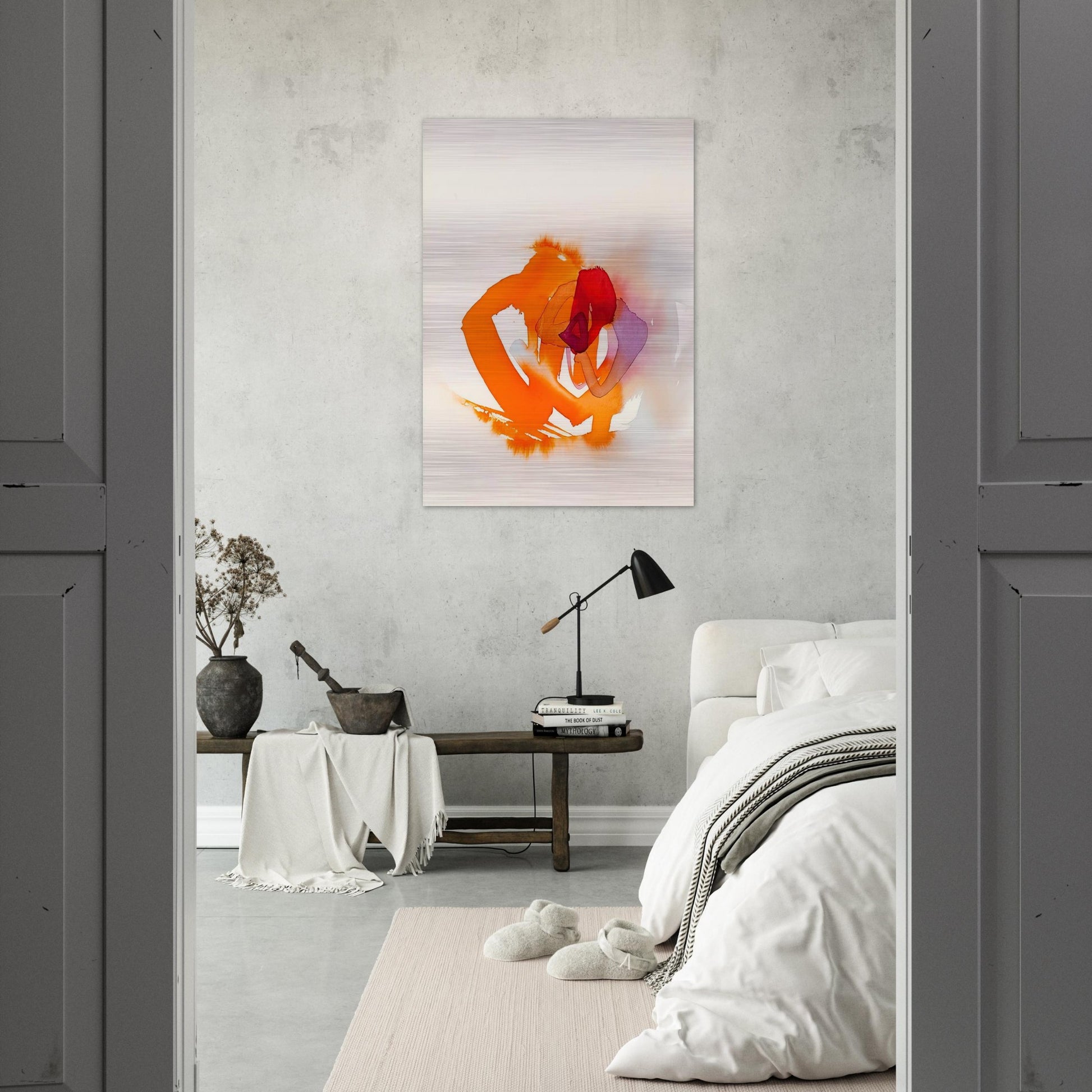 UNTITLED ORANGE RED AND PURPLE - Luis Feito Brushed Aluminum Print - 70x100 cm / 28x40 inches | Luis Feito Aluminum Print | Luis Feito Prints