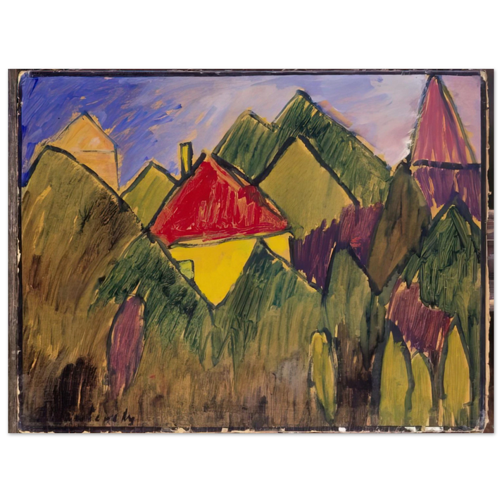 Alexej von Jawlensky - ROTE GIEBEL ROTE D CHER 1910  75x100 cm / 30x40inches Fine Art Poster