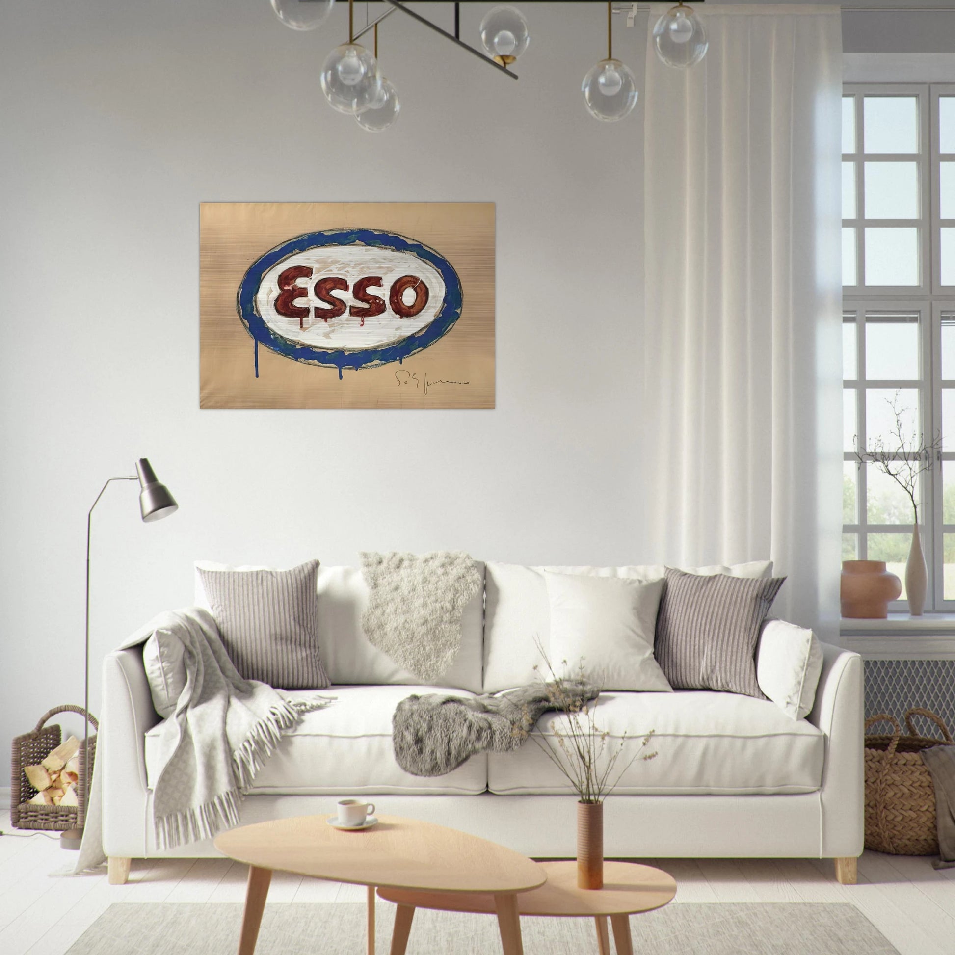 Esso - Pop Art - Mario Schifano Brushed Aluminum Print - 70x100 cm / 28x40 inches | Mario Schifano Aluminum Print | Mario Schifano Prints