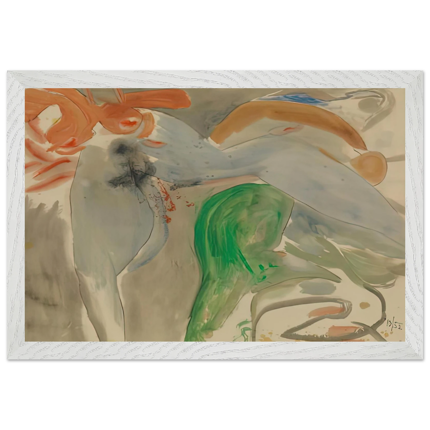 Helen Frankenthaler - Scene with Nude, 1952- Wall Art - 30x40 cm / 12x16 inches - Premium Wooden Framed Poster With Fine Art Paper-canvas - Wood frame