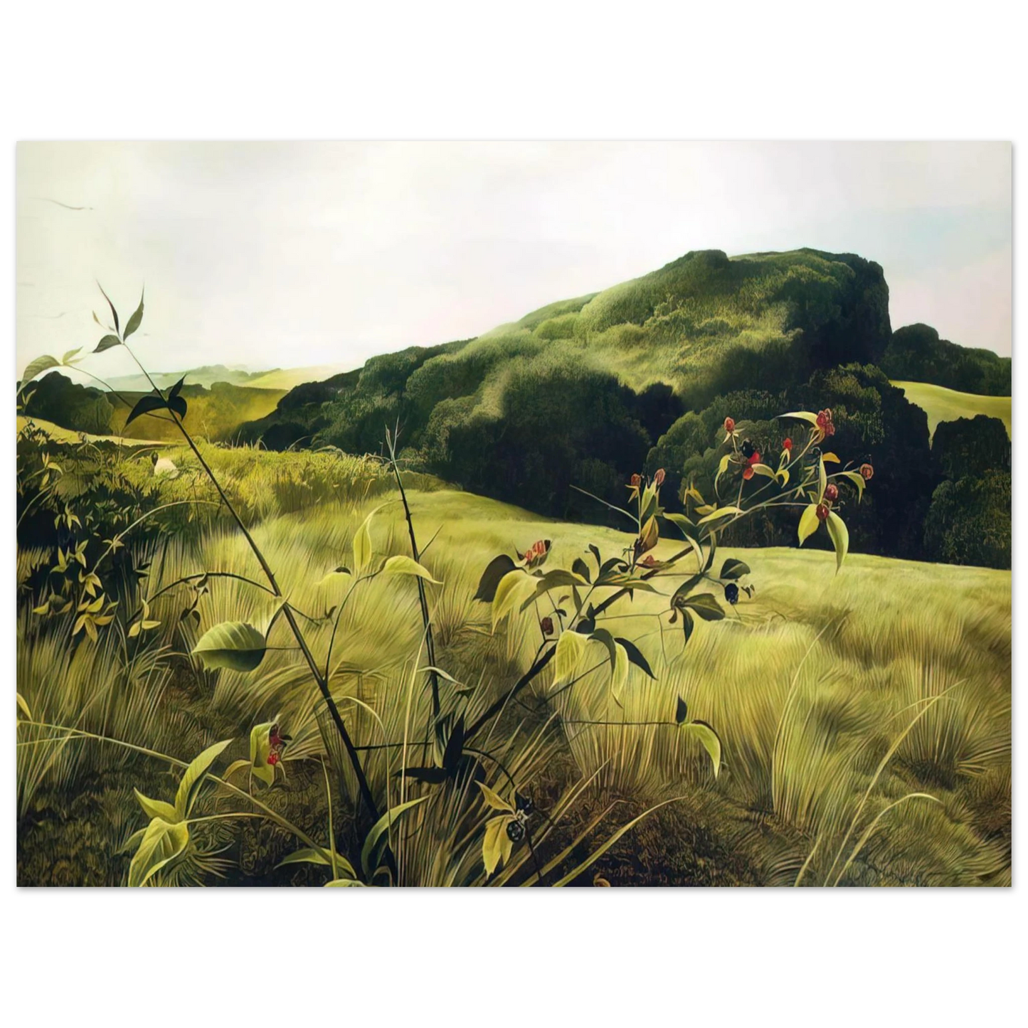 Andrew Wyeth - BLACKBERRY PICKER Wall Art - 30x40 cm / 12x16 inches - Premium Wooden Framed Poster With Fine Art Paper - Wood frame